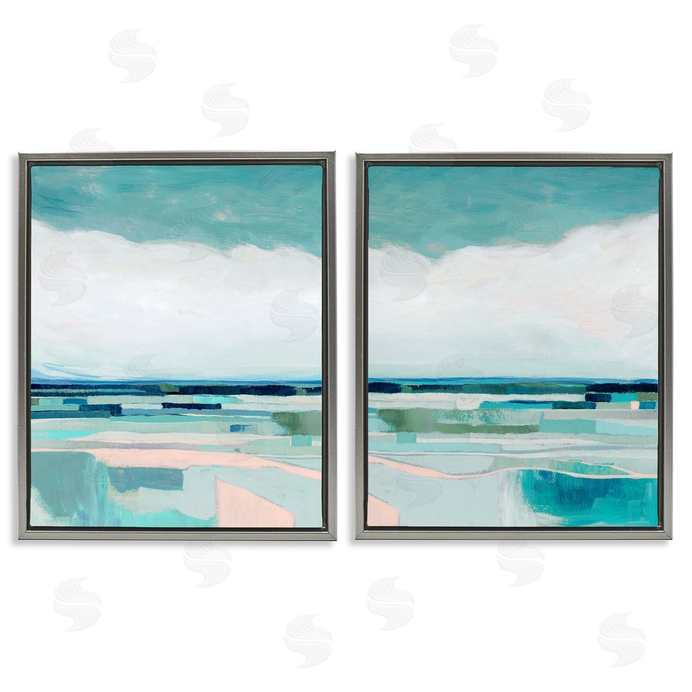 Grace Popp Abstract Green Cloud Modern Geometric Gray Floating Frame Canvas Wall Art Print