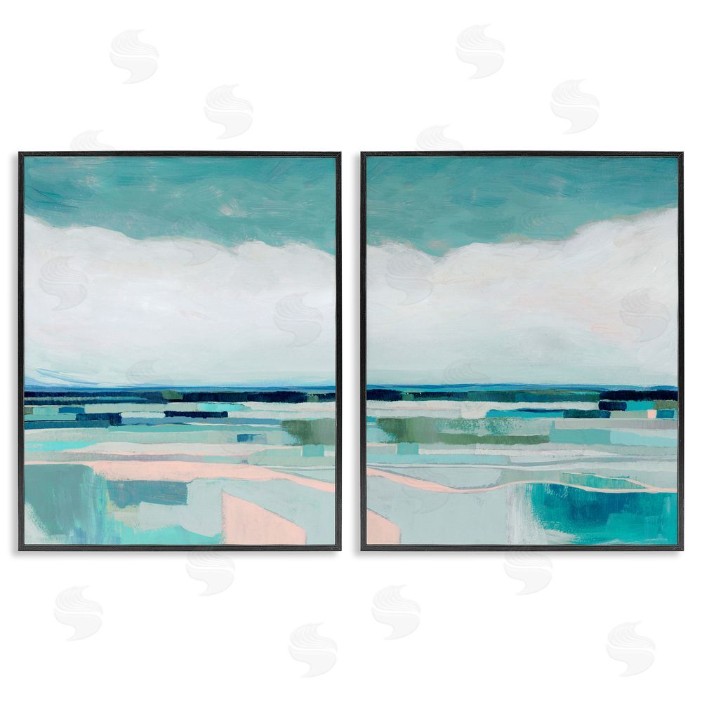 Grace Popp Abstract Green Cloud Modern Geometric Black Framed Giclee Wall Art Print