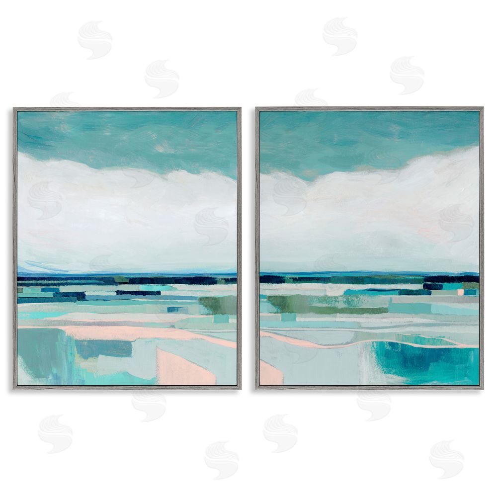 Grace Popp Abstract Green Cloud Modern Geometric Gray Framed Giclee Wall Art Print
