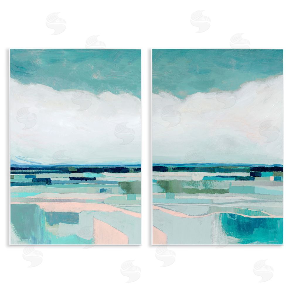 Grace Popp Abstract Green Cloud Modern Geometric Wooden Wall Plaque Art Print