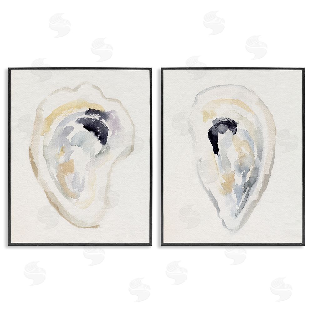 Victoria Barnes Abstract Watercolor Detail Oyster Shell Black Framed Giclee Wall Art Print