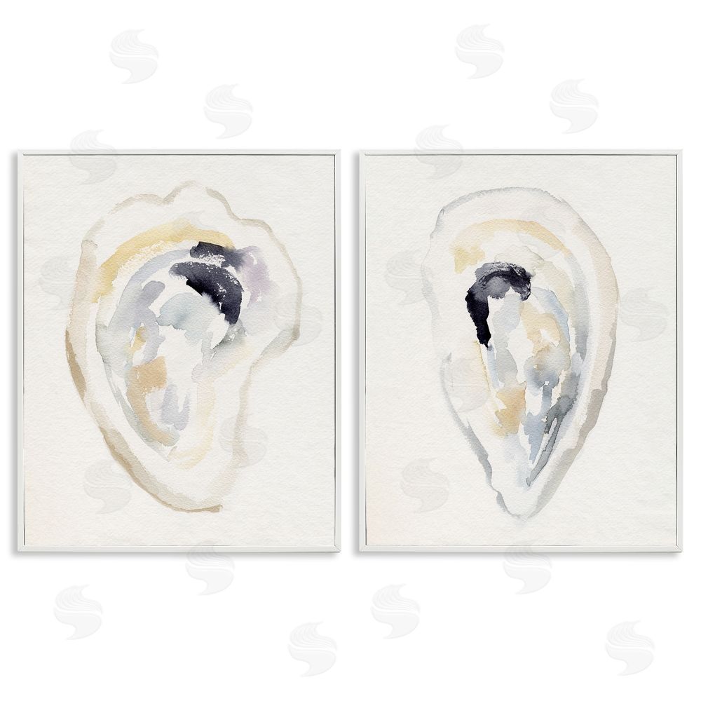 Victoria Barnes Abstract Watercolor Detail Oyster Shell White Framed Giclee Wall Art Print