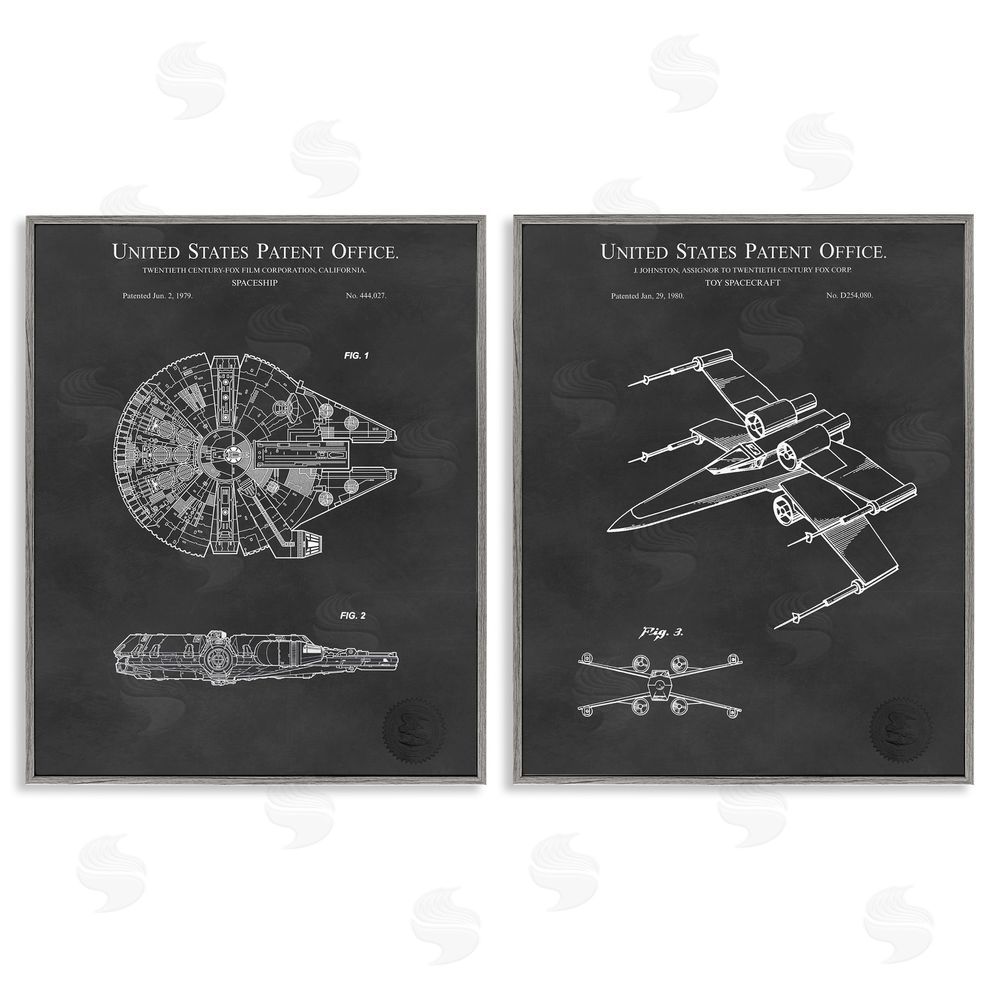 Karl Hronek Space Ships Science Fiction Pop Culture Gray Framed Giclee Wall Art Print