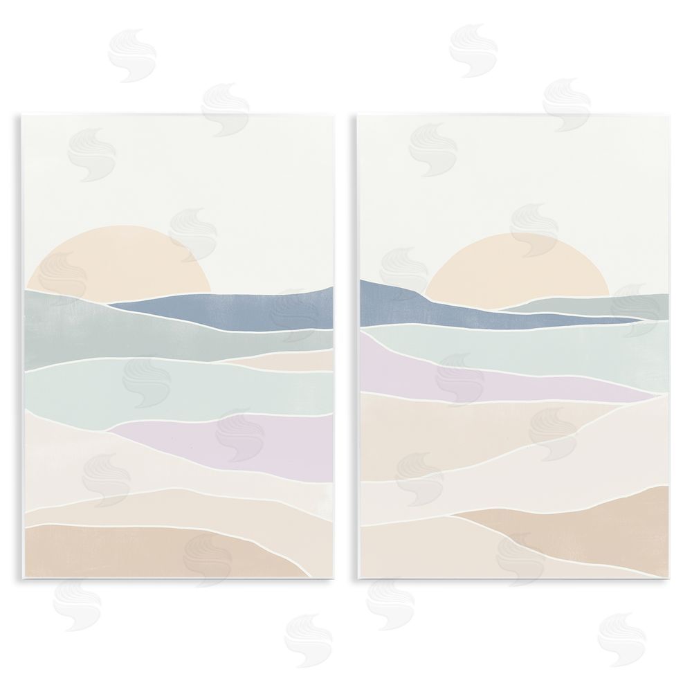 June Erica Vess Layered Sunrise Landscape Landforms Wooden Wall Plaque Art Print