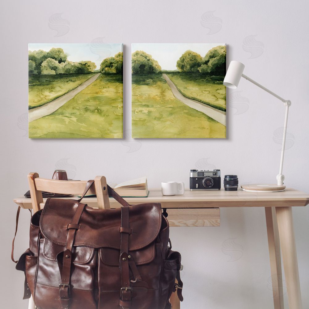 Grace Popp Distant Rural Path Greenery Canvas Wall Art Print in Room