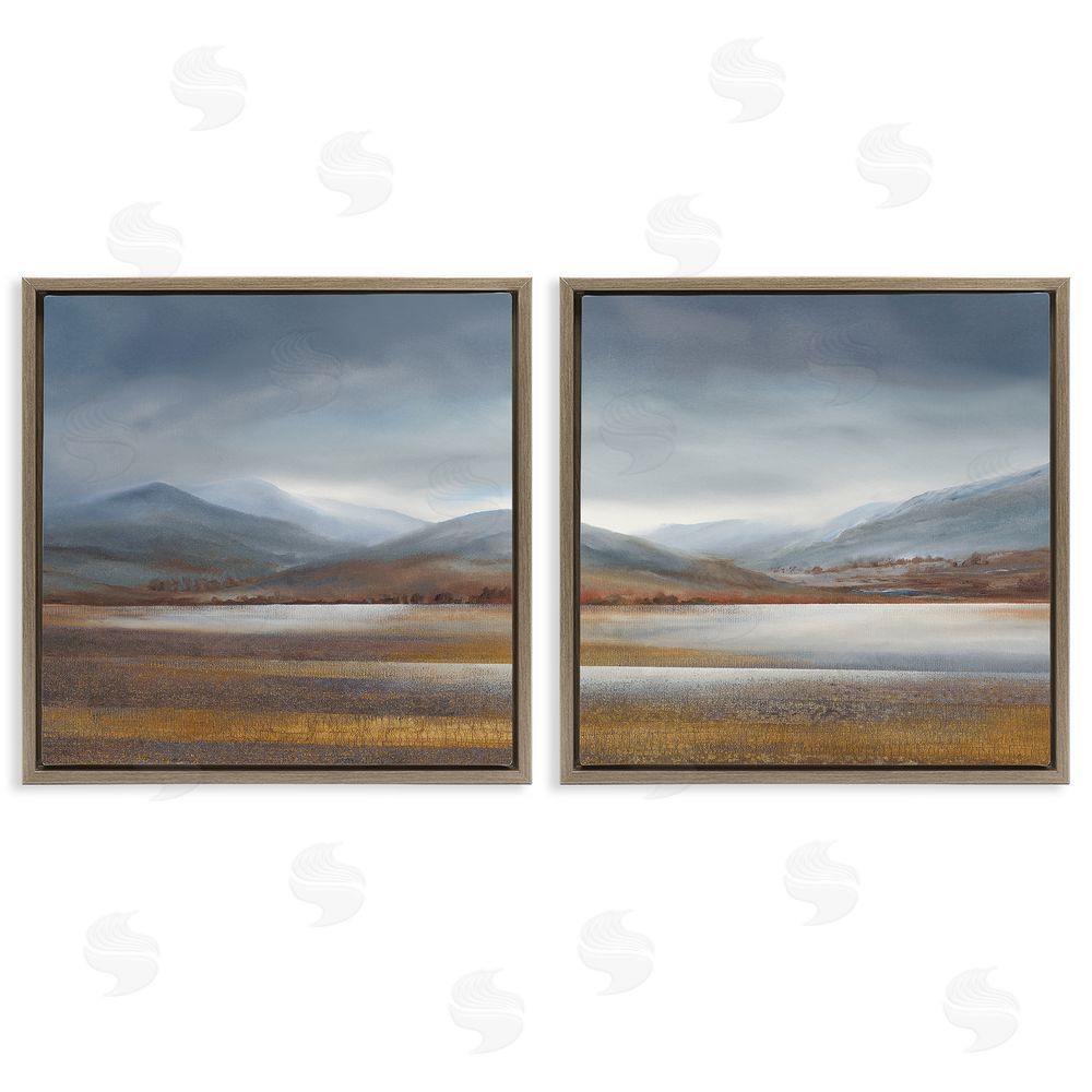 Lyn Timmington Cloudy Weather Sky Rural Pasture Brown Floating Frame Canvas Wall Art Print