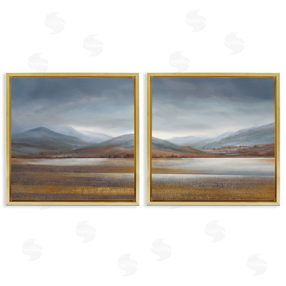 Lyn Timmington Cloudy Weather Sky Rural Pasture Gold Floating Frame Canvas Wall Art Print