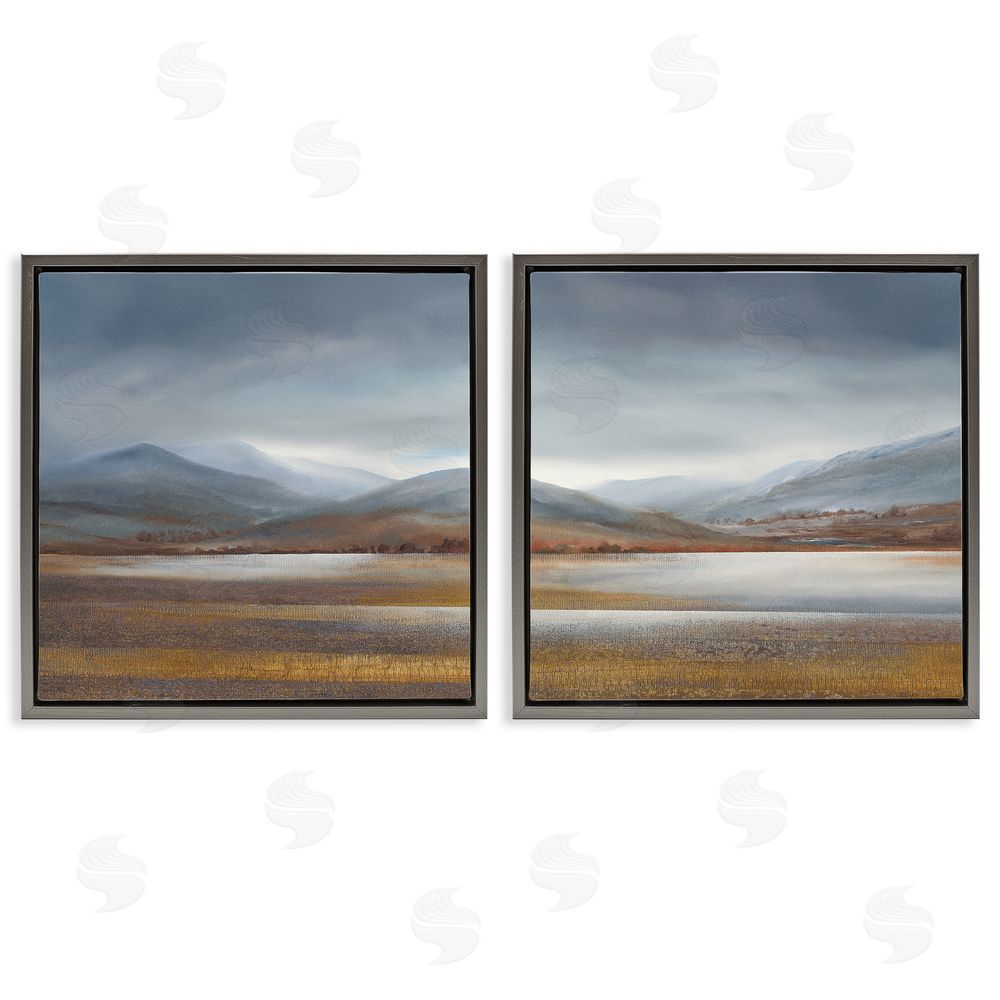 Lyn Timmington Cloudy Weather Sky Rural Pasture Gray Floating Frame Canvas Wall Art Print