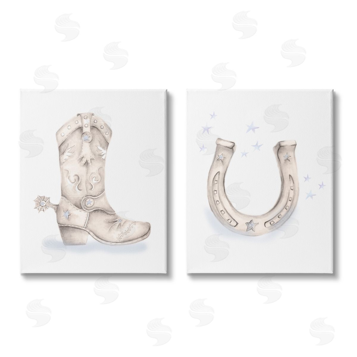 Studio Q Western Cowboy Boot Horseshoe Spur  Canvas Wall Art Print