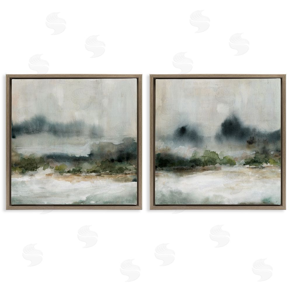 Carol Robinson Somber Abstract Landscape Mountain Brown Floating Frame Canvas Wall Art Print