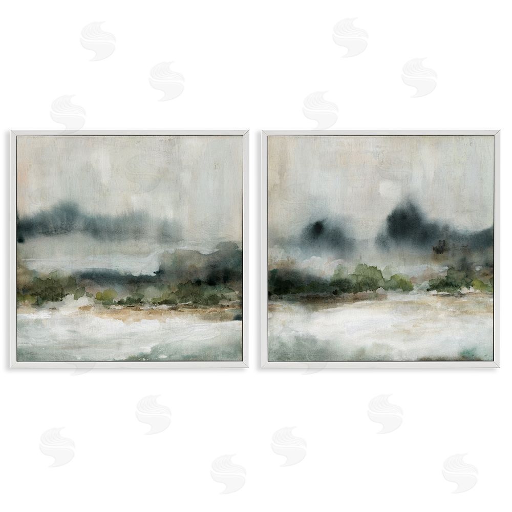 Carol Robinson Somber Abstract Landscape Mountain White Framed Giclee Wall Art Print