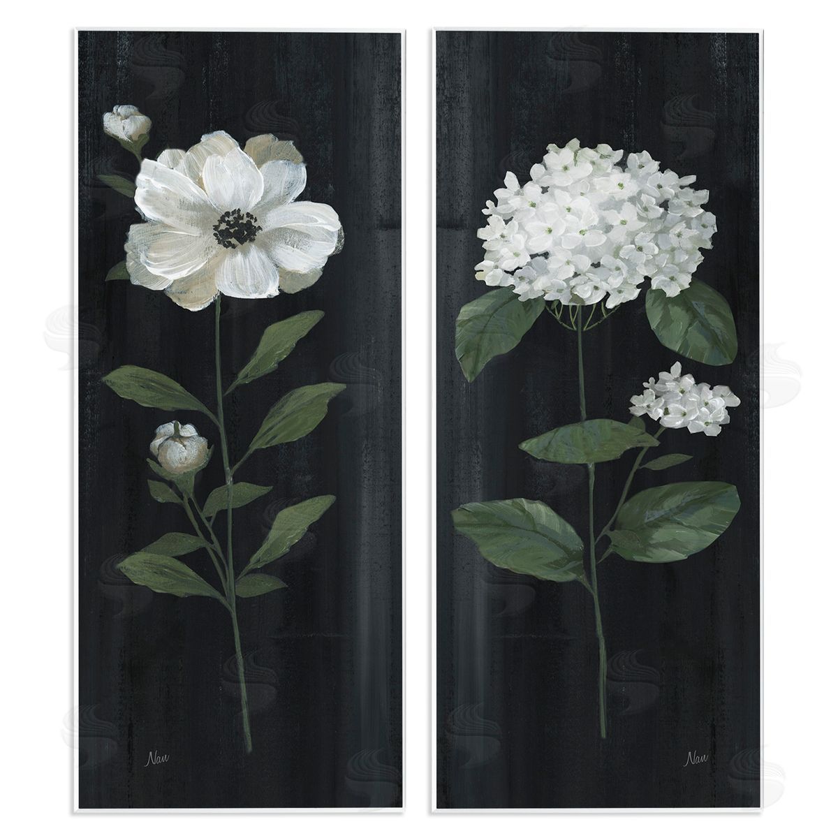 Delicate White Flower Sprigs Wood Plaque Wall Art, Home Decor by Nan
