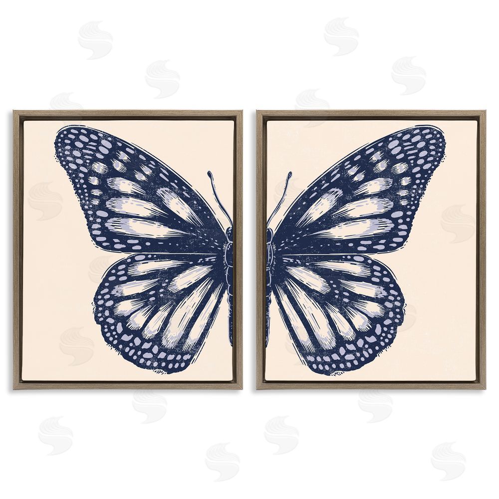 Caroline Alfreds Intricate Butterfly Wings Detail Brown Floating Frame Canvas Wall Art Print