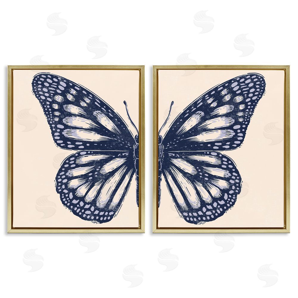 Caroline Alfreds Intricate Butterfly Wings Detail Gold Floating Frame Canvas Wall Art Print