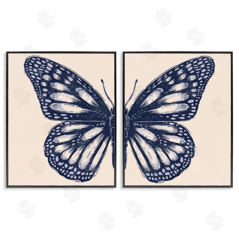 Caroline Alfreds Intricate Butterfly Wings Detail Black Framed Giclee Wall Art Print