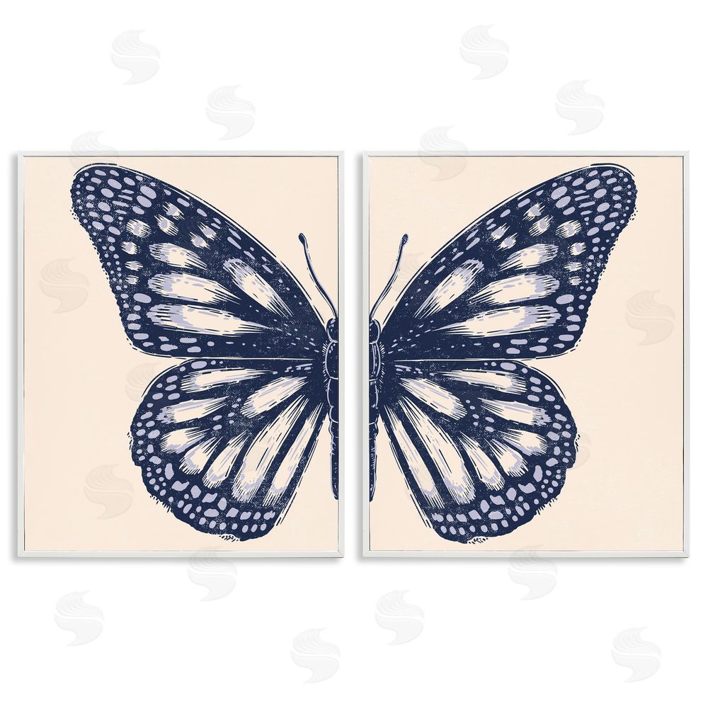 Caroline Alfreds Intricate Butterfly Wings Detail White Framed Giclee Wall Art Print
