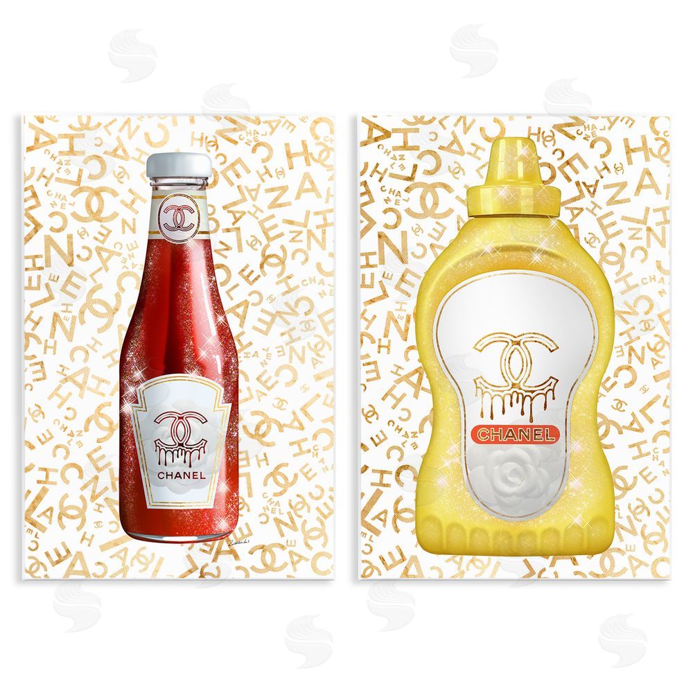 Ziwei Li Stylish Melting Fashion Logo Diner Condiments Wooden Wall Plaque Art Print