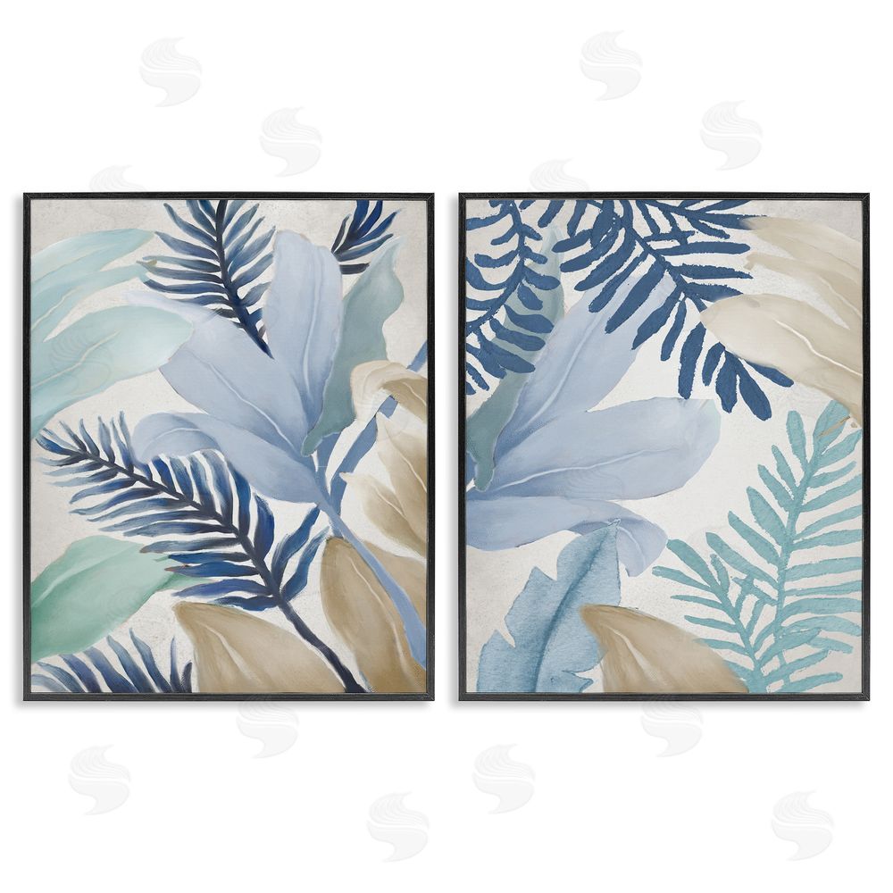 Elizabeth Medley Tropical Flower Petal Leaf Sprigs Black Framed Giclee Wall Art Print