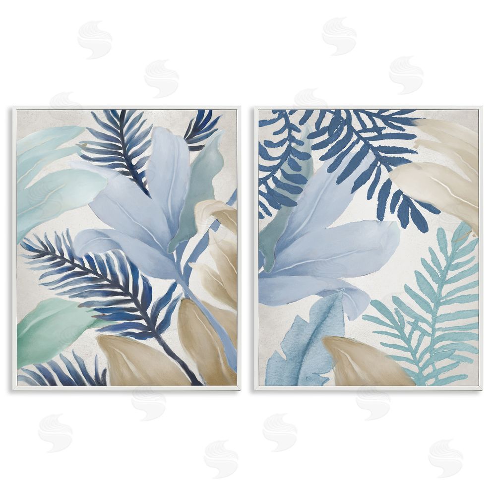 Elizabeth Medley Tropical Flower Petal Leaf Sprigs White Framed Giclee Wall Art Print
