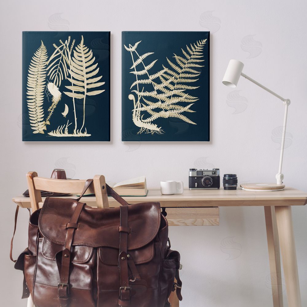 Piddix Modern Layered Vegetation Natural Leaves Canvas Wall Art Print in Room