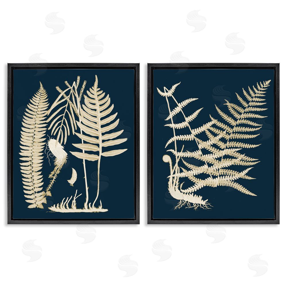 Piddix Modern Layered Vegetation Natural Leaves Black Floating Frame Canvas Wall Art Print