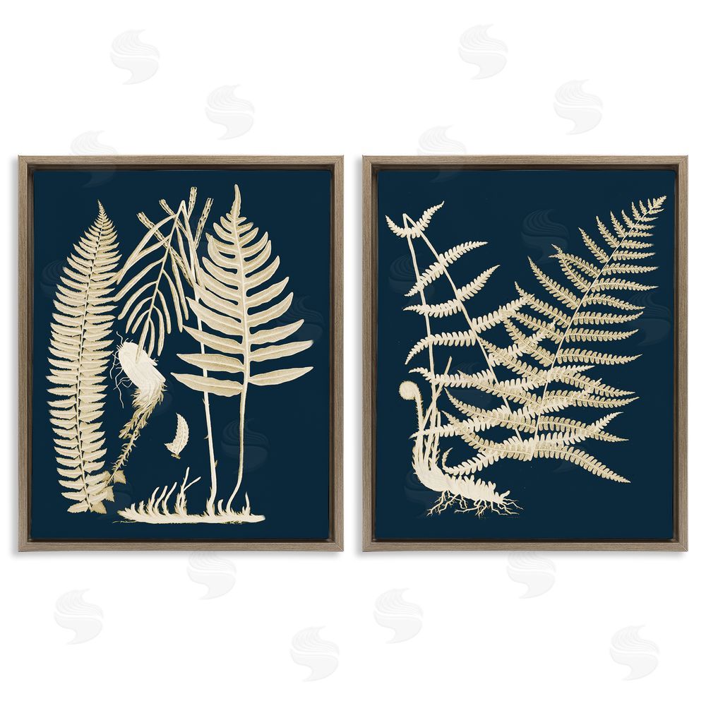 Piddix Modern Layered Vegetation Natural Leaves Brown Floating Frame Canvas Wall Art Print