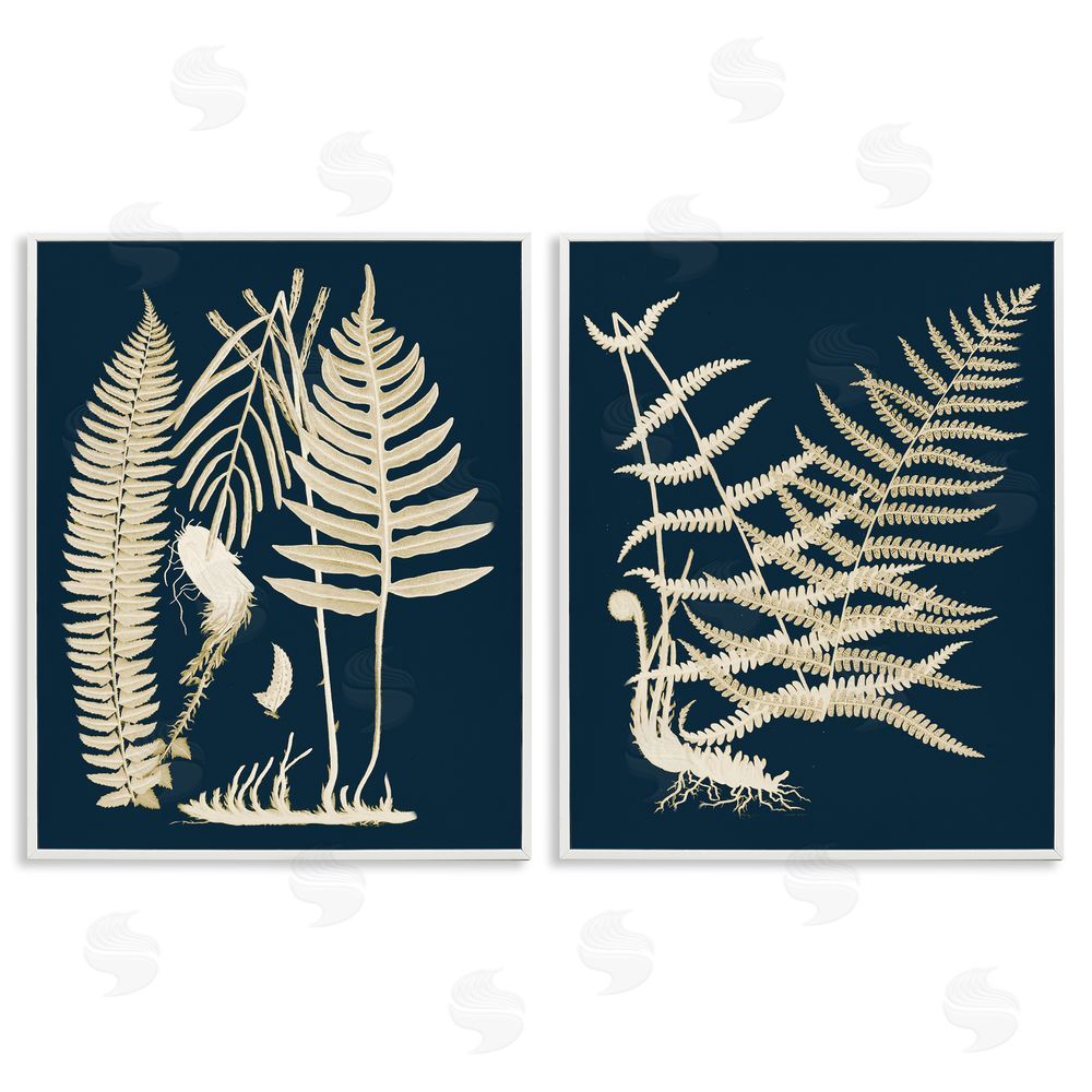 Piddix Modern Layered Vegetation Natural Leaves White Framed Giclee Wall Art Print