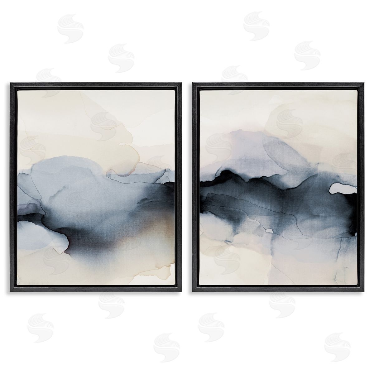Mysterious Abstract Obscure Watercolor Black Floating Frame Canvas Wall Art, Home Decor by Kippi Leonard