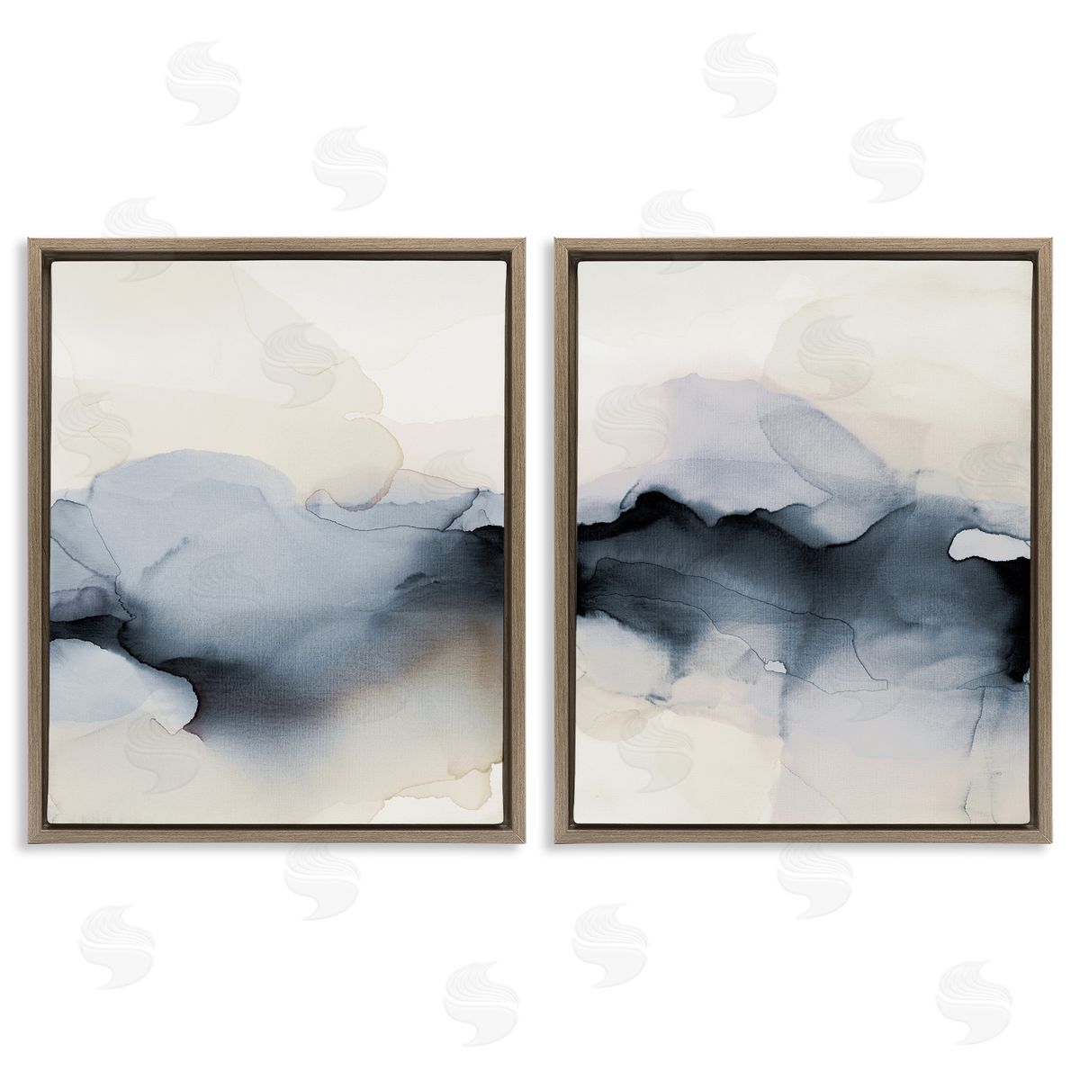 Mysterious Abstract Obscure Watercolor Brown Floating Frame Canvas Wall Art, Home Decor by Kippi Leonard