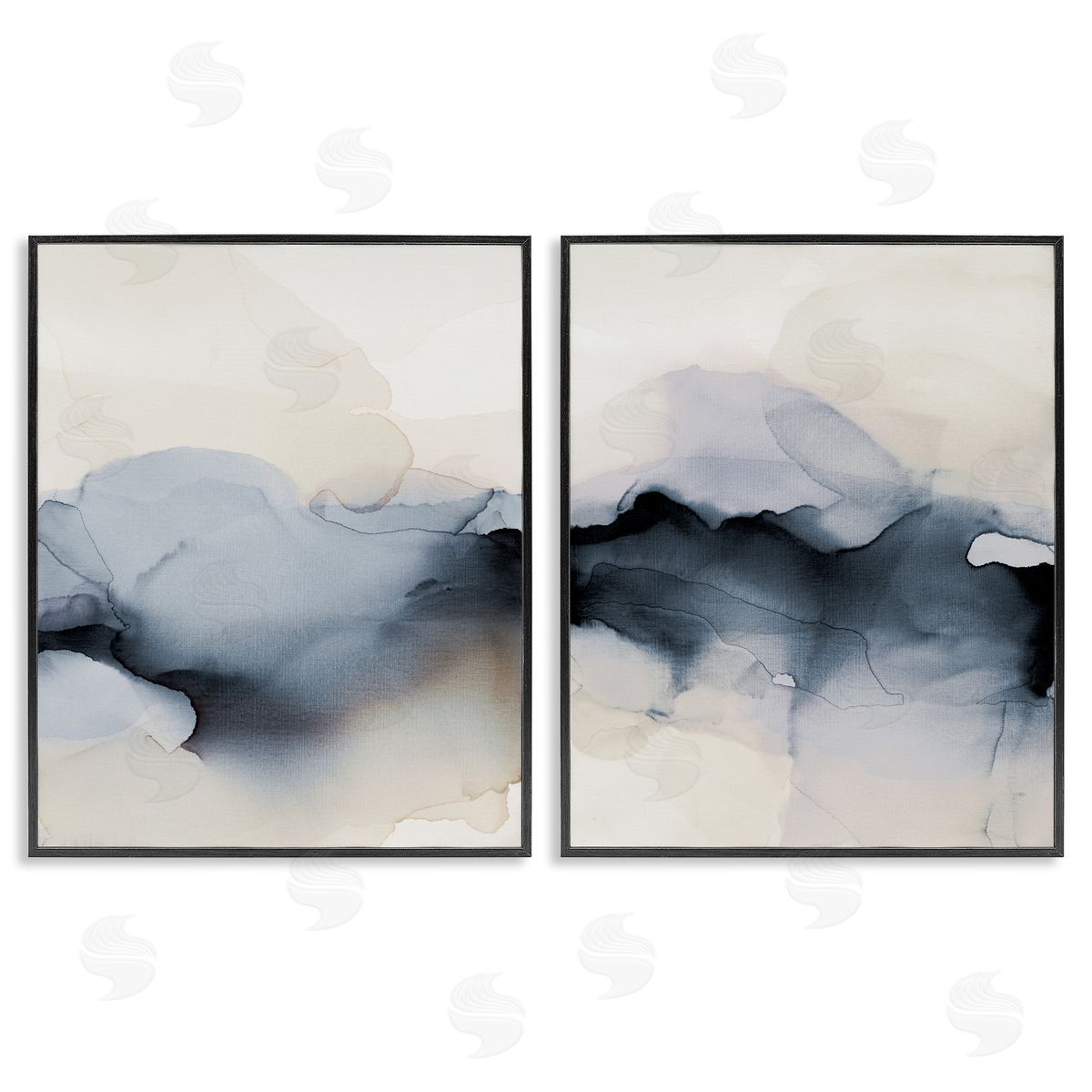 Mysterious Abstract Obscure Watercolor Black Frame Print Wall Art, Home Decor by Kippi Leonard
