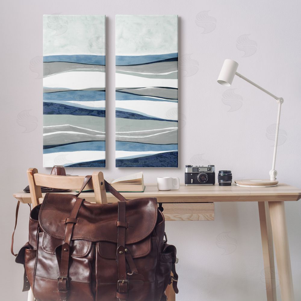 Janet Tava Abstract Striped Landscape Flowing Waves Pattern Canvas Wall Art Print in Room