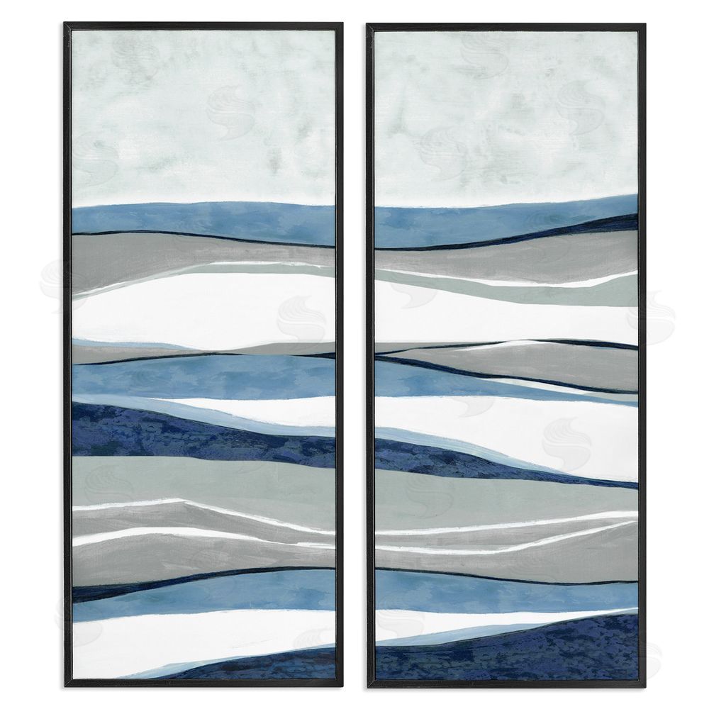 Janet Tava Abstract Striped Landscape Flowing Waves Pattern Black Framed Giclee Wall Art Print