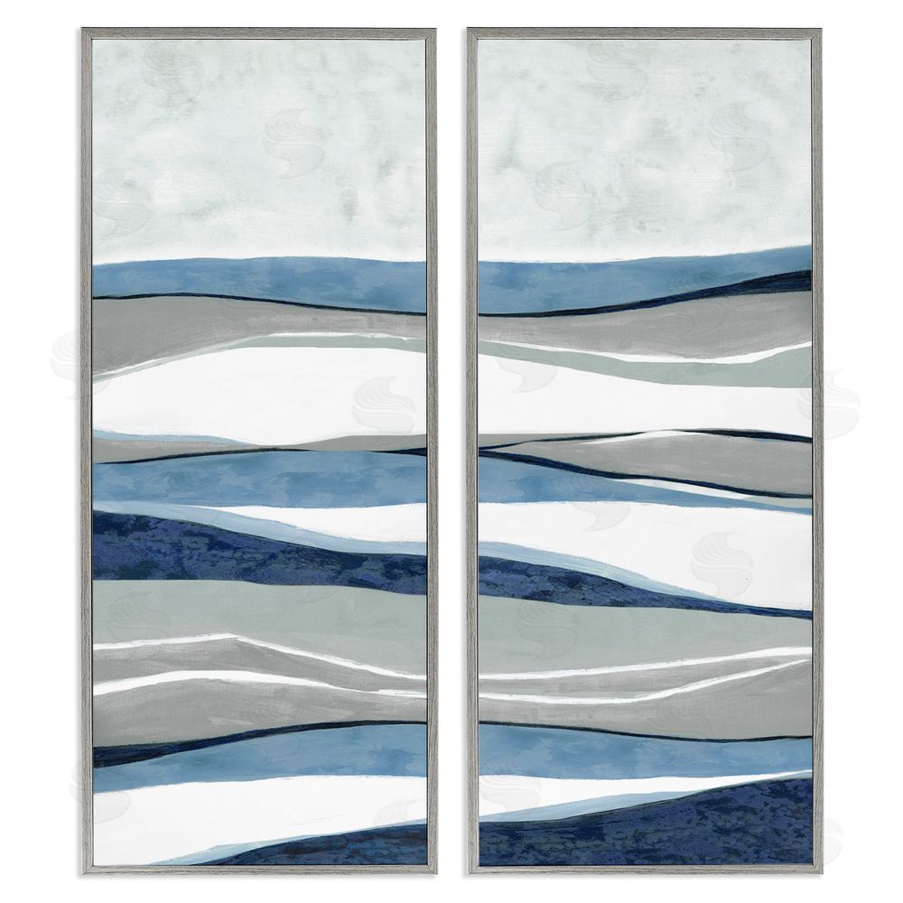 Janet Tava Abstract Striped Landscape Flowing Waves Pattern Gray Framed Giclee Wall Art Print