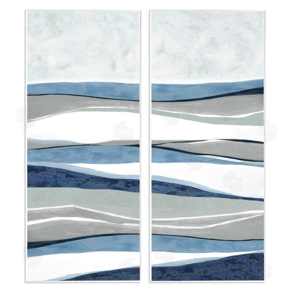 Janet Tava Abstract Striped Landscape Flowing Waves Pattern Wooden Wall Plaque Art Print