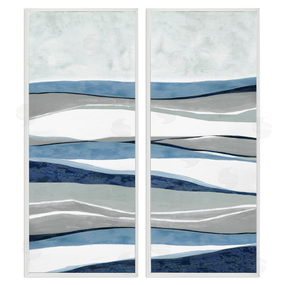 Janet Tava Abstract Striped Landscape Flowing Waves Pattern White Framed Giclee Wall Art Print
