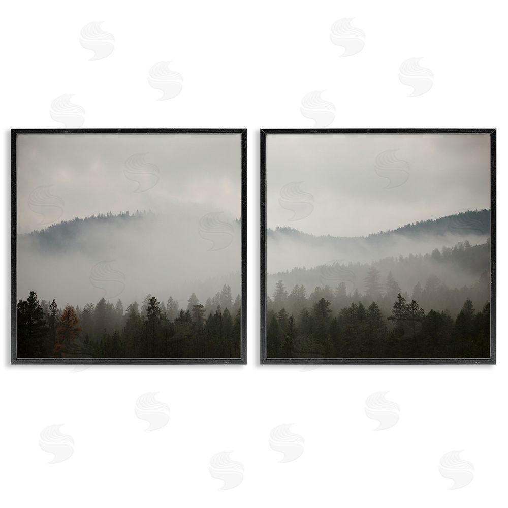 Carol Robinson Quiet Foggy Mountain Forest Nature Black Framed Giclee Wall Art Print