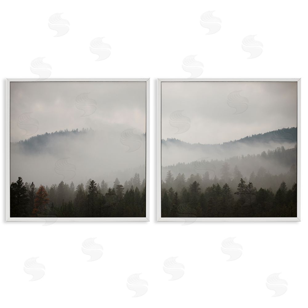 Carol Robinson Quiet Foggy Mountain Forest Nature White Framed Giclee Wall Art Print