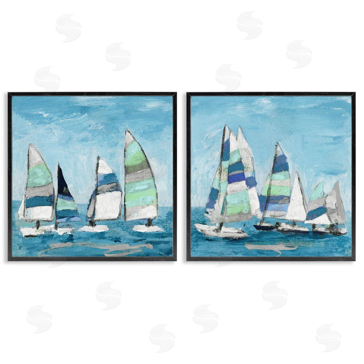 Soothing Sailboats Drifting Marina Black Frame Print Wall Art, Home Decor by Katrina Craven