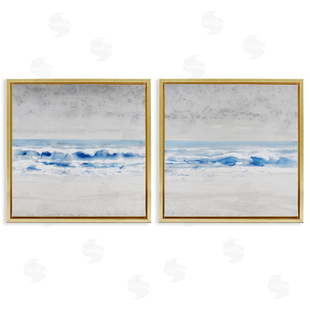 Tim O'Toole Abstract Rolling Beach Waves Shoreline Gold Floating Frame Canvas Wall Art Print