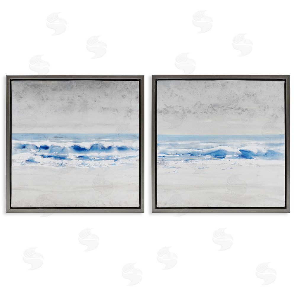 Tim O'Toole Abstract Rolling Beach Waves Shoreline Gray Floating Frame Canvas Wall Art Print