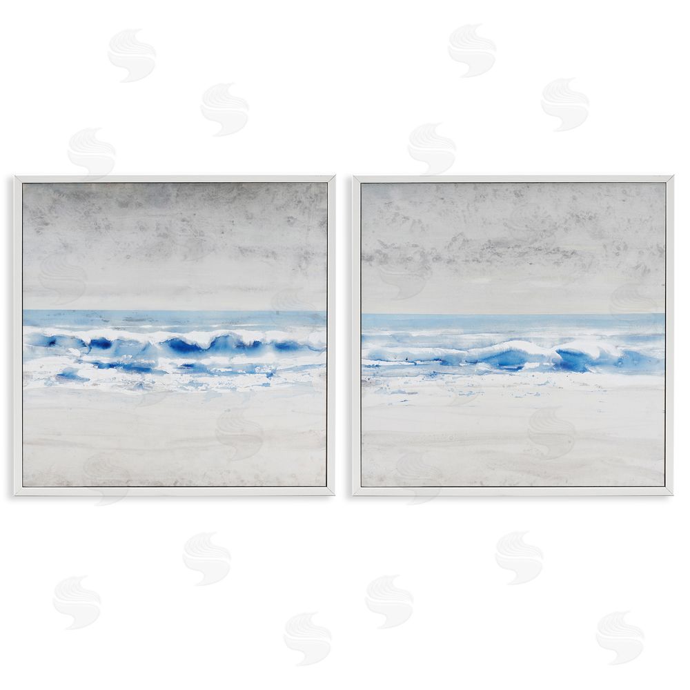 Tim O'Toole Abstract Rolling Beach Waves Shoreline White Framed Giclee Wall Art Print