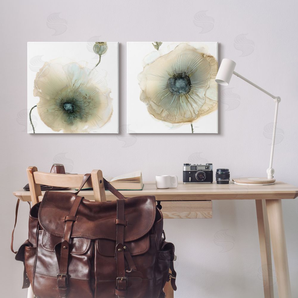 Carol Robinson Poppy Flowers Modern Watercolor Canvas Wall Art Print in Room