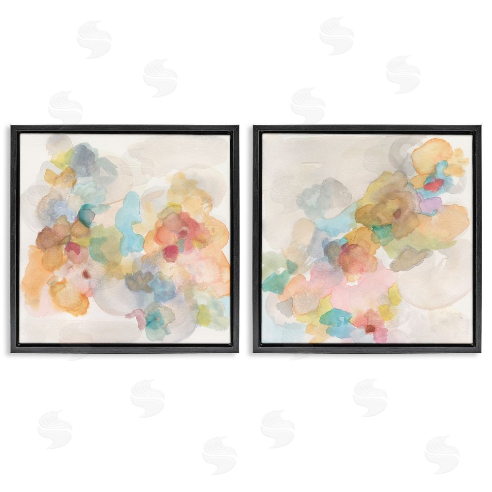 Jodi Fuchs Abstract Pastel Watercolor Composition Black Floating Frame Canvas Wall Art Print