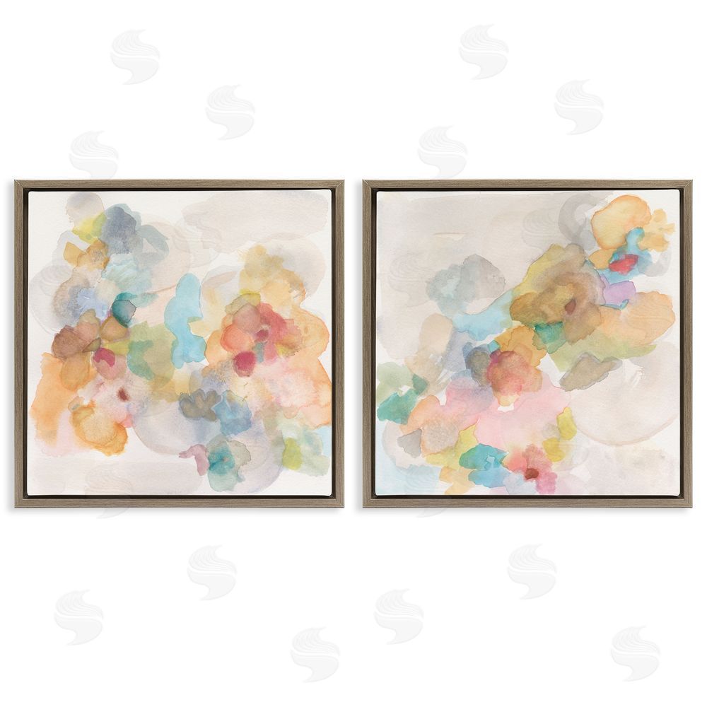 Jodi Fuchs Abstract Pastel Watercolor Composition Brown Floating Frame Canvas Wall Art Print