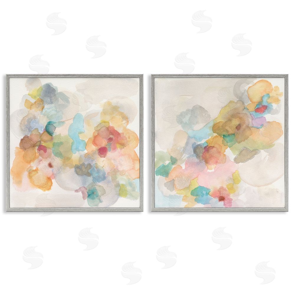 Jodi Fuchs Abstract Pastel Watercolor Composition Gray Framed Giclee Wall Art Print