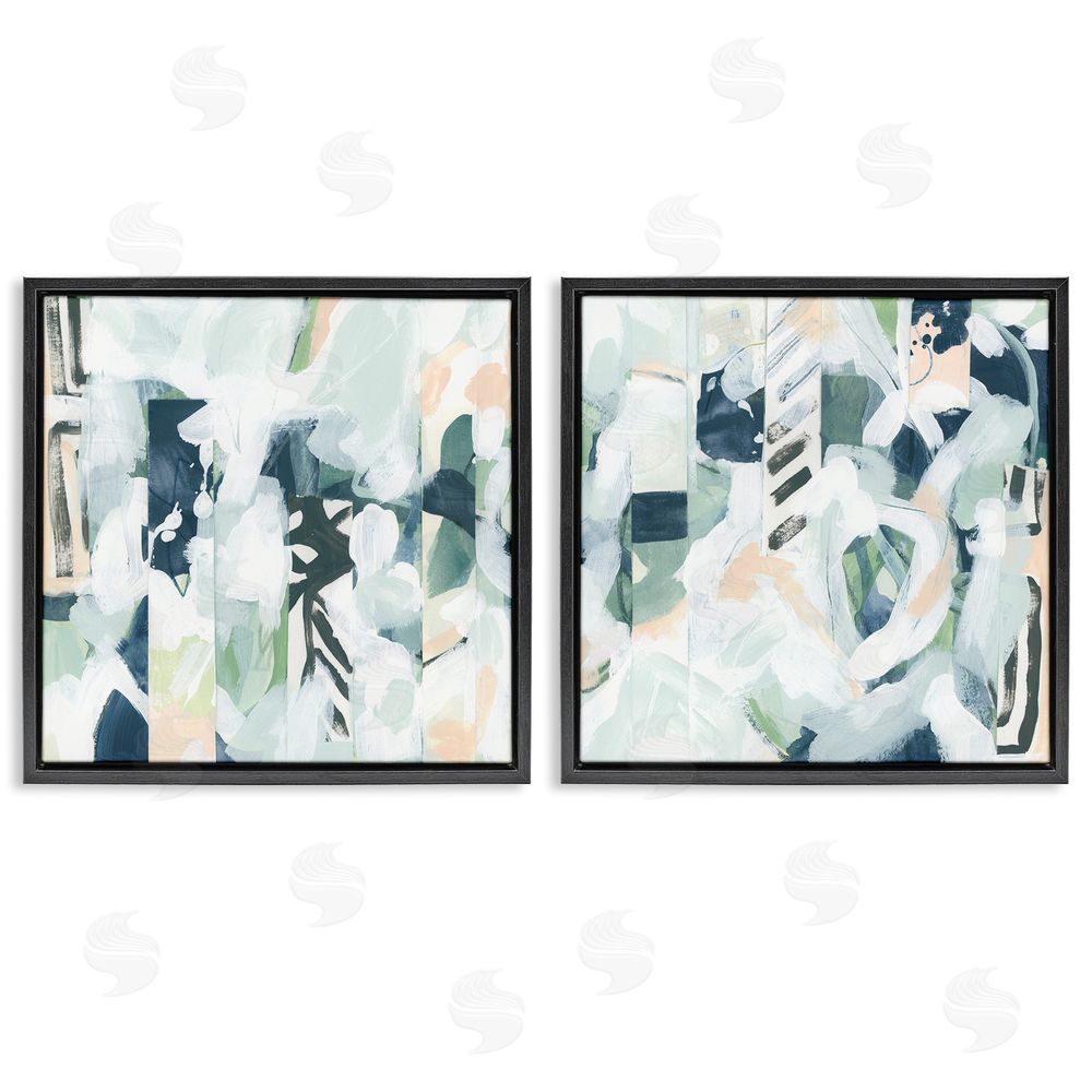 June Erica Vess Modern Mixed Pattern Arrangement Black Floating Frame Canvas Wall Art Print