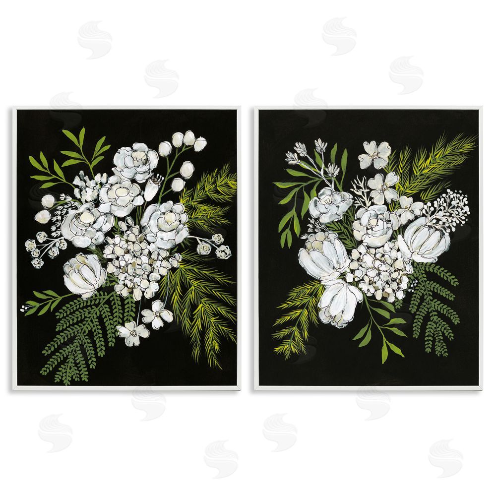 Regina Moore Bold White Flower Blossoms White Framed Giclee Wall Art Print