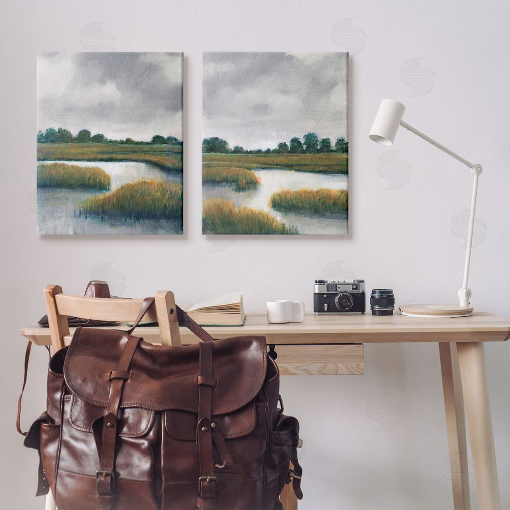 Tim O'Toole Grassy Rural Marshland Landscape Canvas Wall Art Print in Room