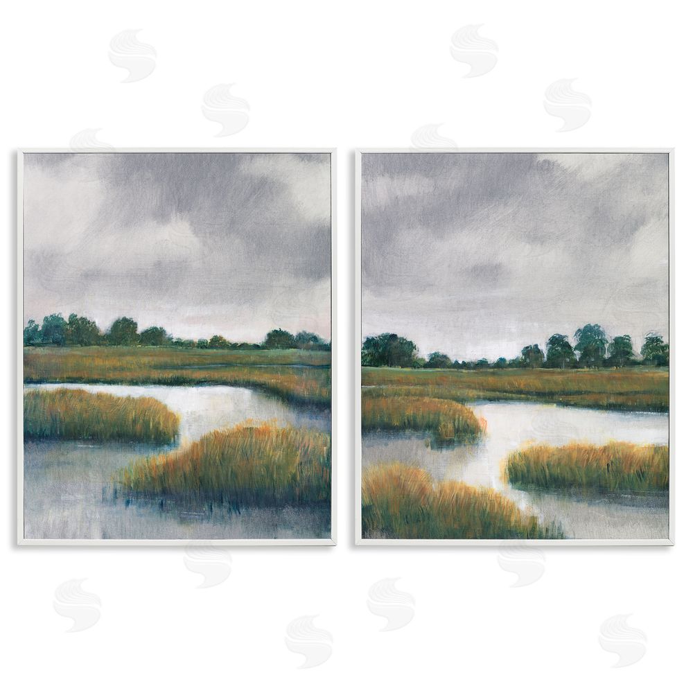 Tim O'Toole Grassy Rural Marshland Landscape White Framed Giclee Wall Art Print