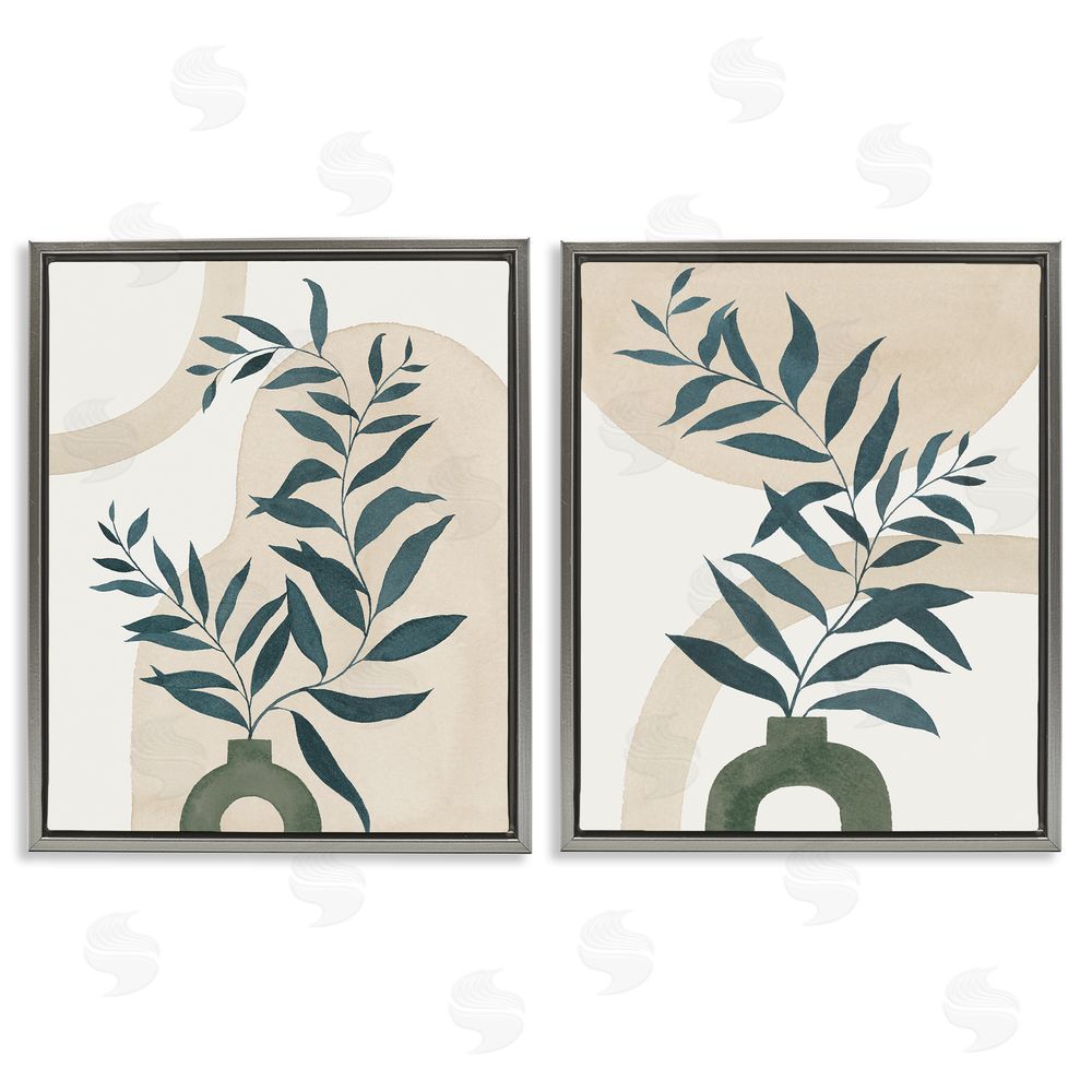 Grace Popp Nordic Herb Vase Shapes Gray Floating Frame Canvas Wall Art Print